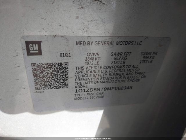 1G1ZD5ST9MF062346 Chevrolet Malibu Fwd Lt