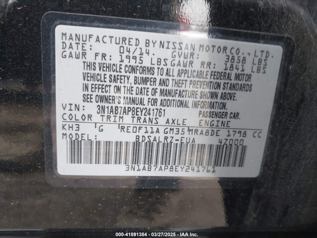 3N1AB7AP8EY241761 Nissan SENTRA SR
