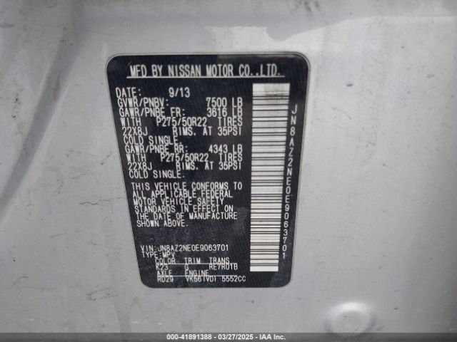 JN8AZ2NE0E9063701 Infiniti QX80