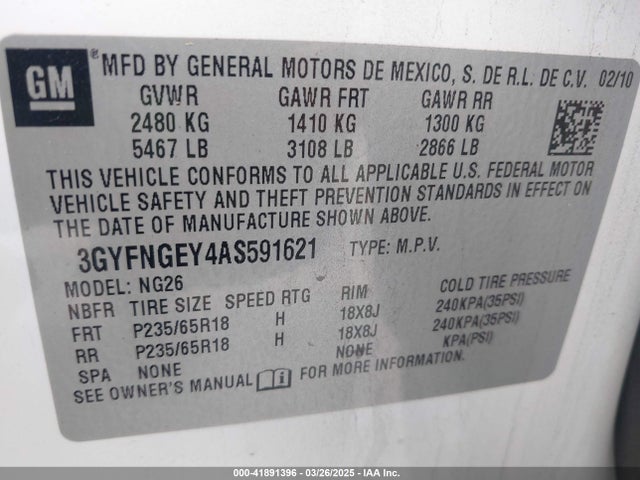 2010 CADILLAC SRX 3GYFNGEY4AS591621 Photo 8