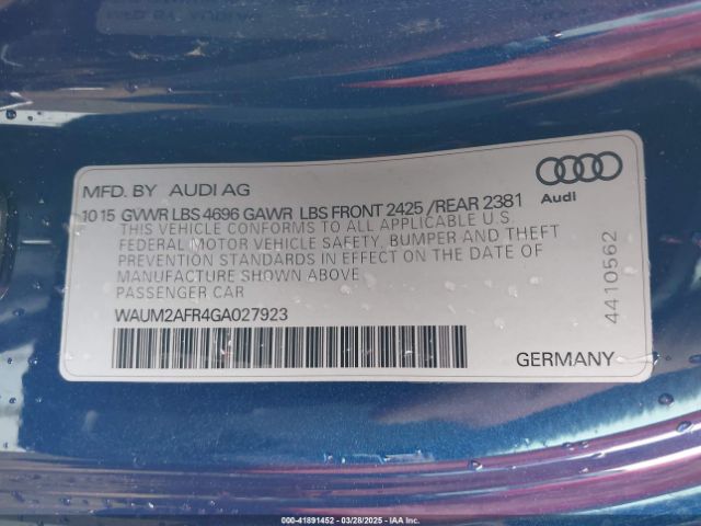 WAUM2AFR4GA027923 Audi A5 2.0t Premium