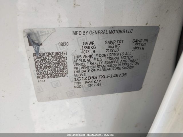 1G1ZD5STXLF145735 Chevrolet Malibu Fwd Lt
