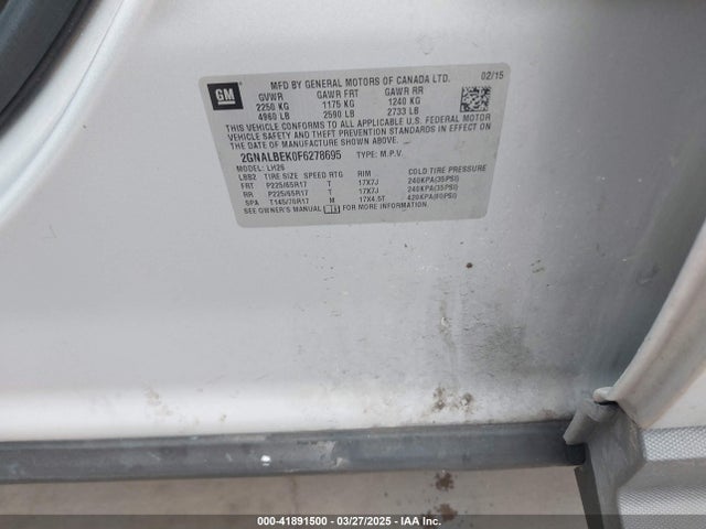2GNALBEK0F6278695 Chevrolet EQUINOX 1LT