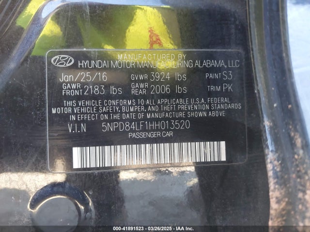 5NPD84LF1HH013520 Hyundai ELANTRA SE