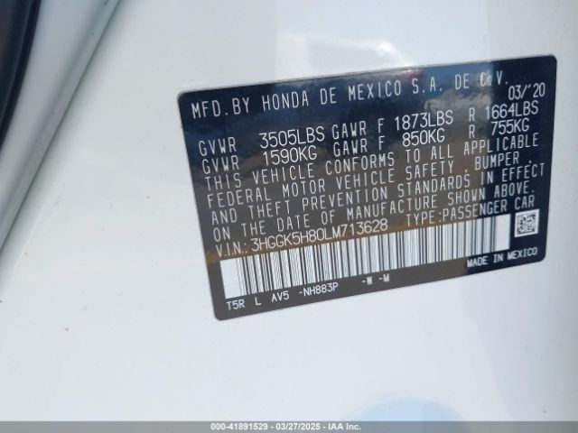 3HGGK5H80LM713628 Honda FIT EX