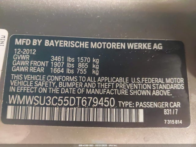 2013 MINI HARDTOP WMWSU3C55DT679450 Photo 8