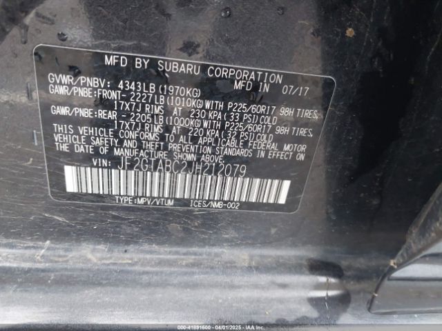 JF2GTABC2JH212079 Subaru naturally aspirated