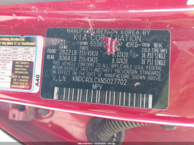 KNDC4DLCXN5027702 KIA Ev6 Gt-line