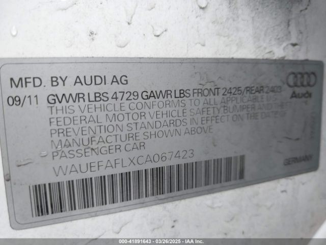 2012 AUDI A4 WAUEFAFLXCA067423 Photo 8