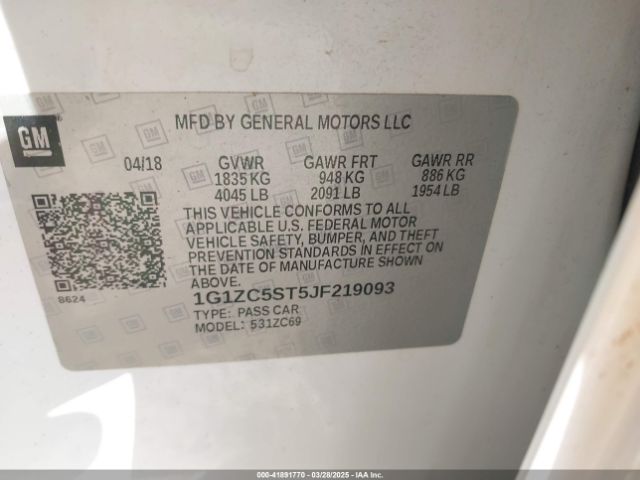 1G1ZC5ST5JF219093 Chevrolet Malibu 1fl