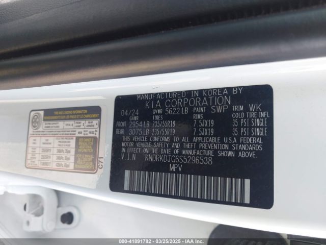 KNDRKDJG6S5296538 KIA Sorento Hybrid Sx Prestige
