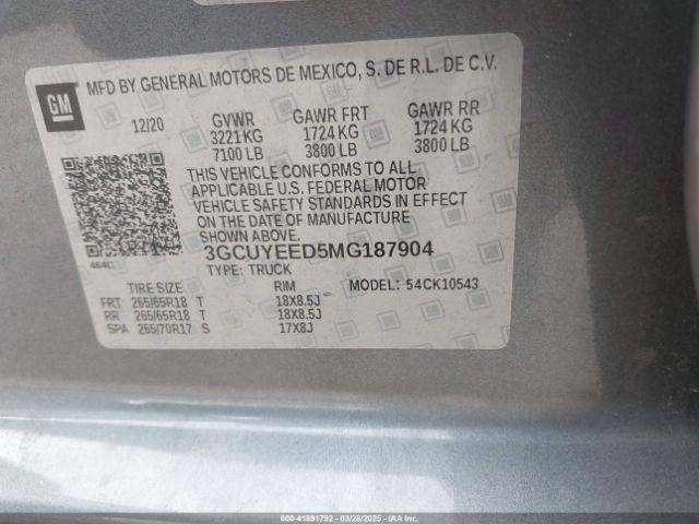 3GCUYEED5MG187904 Chevrolet Silverado 1500 4wd  Short Bed Rst