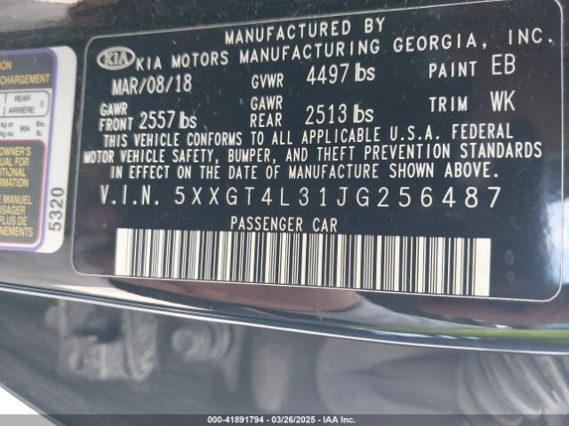 5XXGT4L31JG256487 KIA Optima S