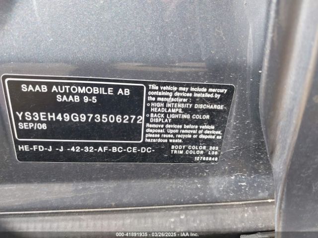 2007 SAAB 9-5 YS3EH49G973506272 Photo 8