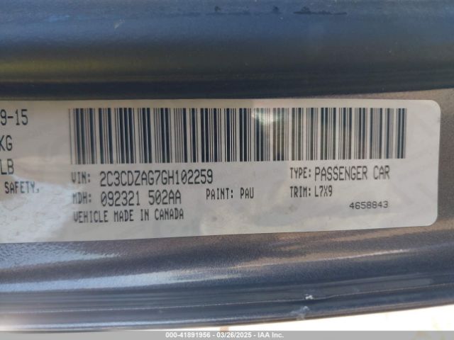 2C3CDZAG7GH102259 Dodge Challenger Sxt