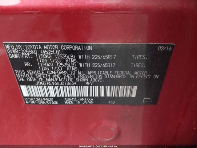 JTMZFREV6GJ078639 Toyota RAV4 LE
