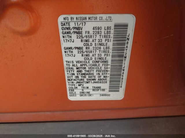 JN8AT2MT1JW459326 Nissan ROGUE SV