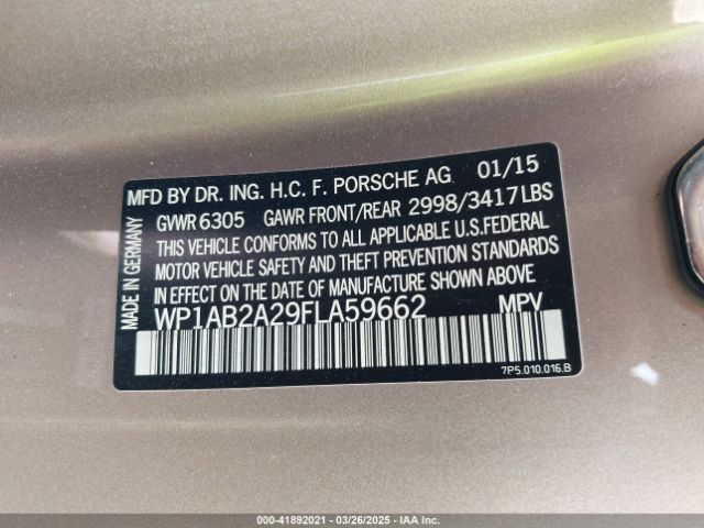 WP1AB2A29FLA59662 Porsche CAYENNE S