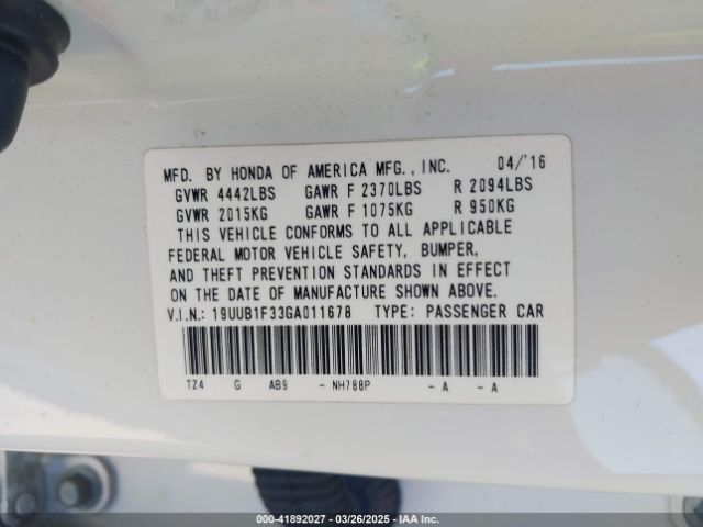 2016 ACURA TLX 19UUB1F33GA011678 Photo 8