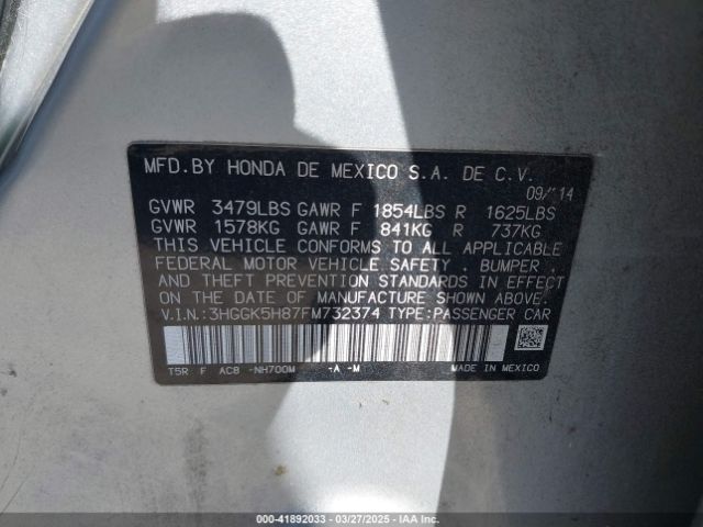 3HGGK5H87FM732374 Honda Fit Ex/ex-l