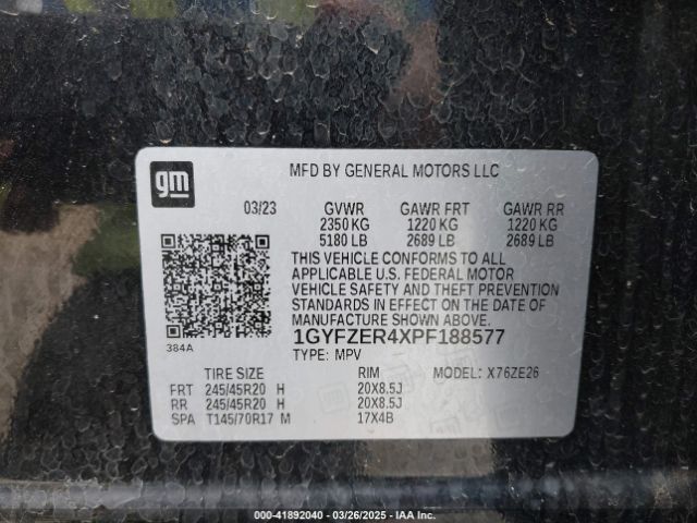 1GYFZER4XPF188577 Cadillac Xt4 Fwd Sport