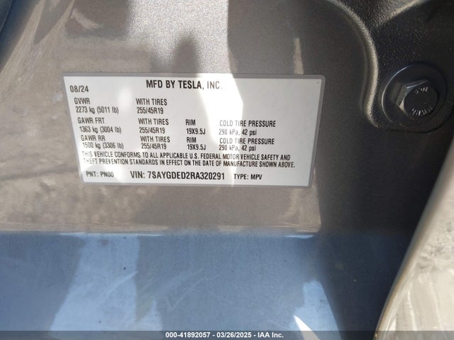 2024 TESLA MODEL Y 7SAYGDED2RA320291 Photo 8