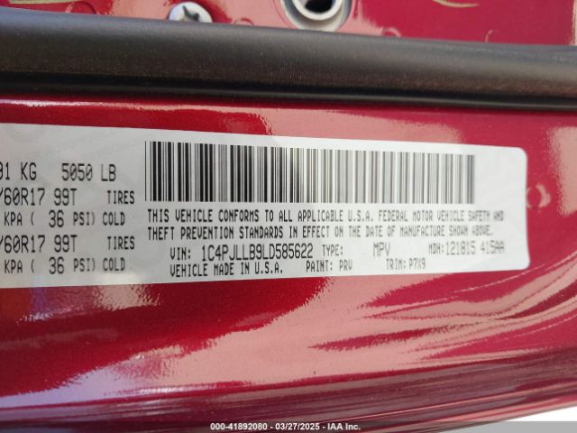 1C4PJLLB9LD585622 Jeep Cherokee Latitude Plus Fwd