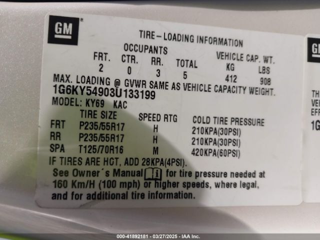 2003 CADILLAC SEVILLE 1G6KY54903U133199 Photo 8
