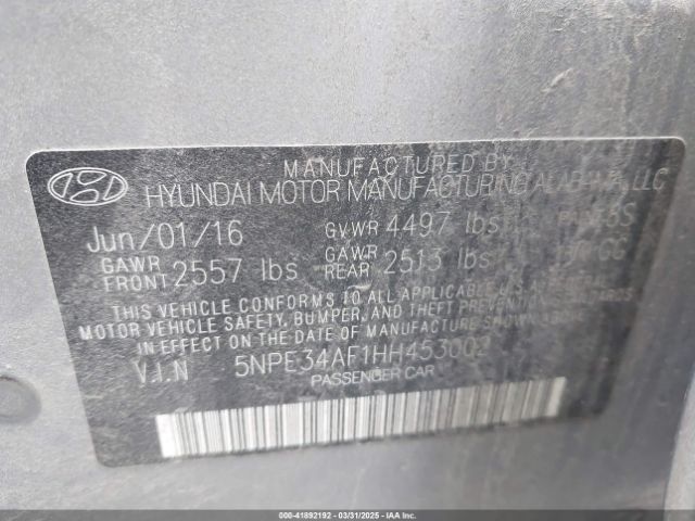 5NPE34AF1HH453002 Hyundai Sonata Sport