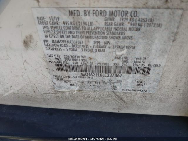MAJ6S3FL6LC337367 Ford ECOSPORT S