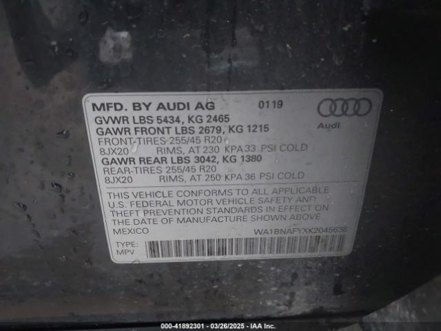 WA1BNAFYXK2045638 Audi Q5 45 Premium
