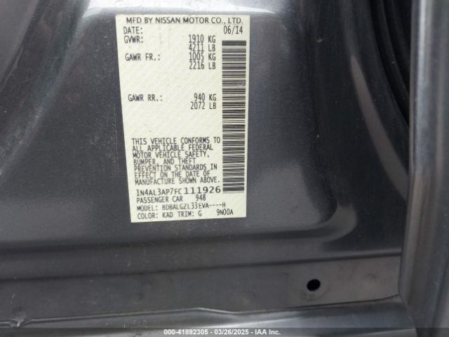 1N4AL3AP7FC111926 Nissan Altima 2.5 S