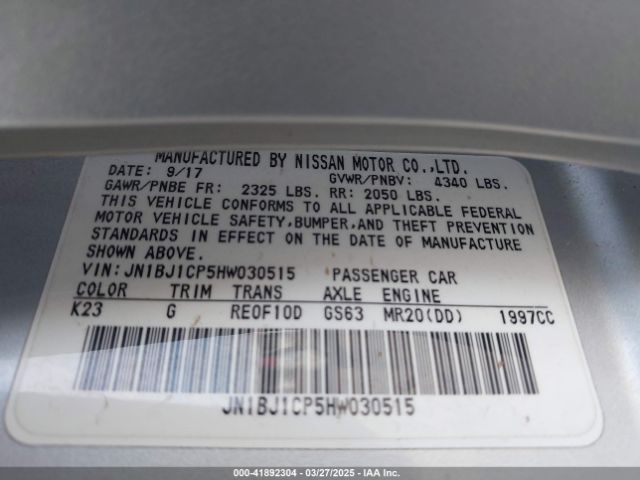 JN1BJ1CP5HW030515 Nissan Rogue Sport Sv