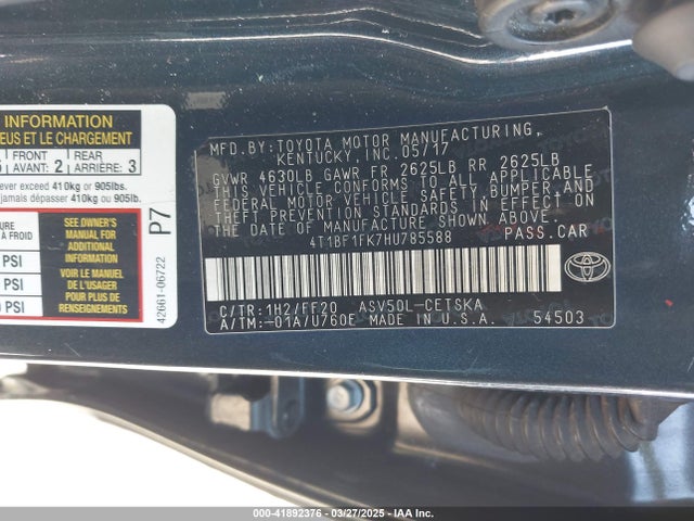 Toyota CAMRY SE 2017 4T1BF1FK7HU785588 Image 9