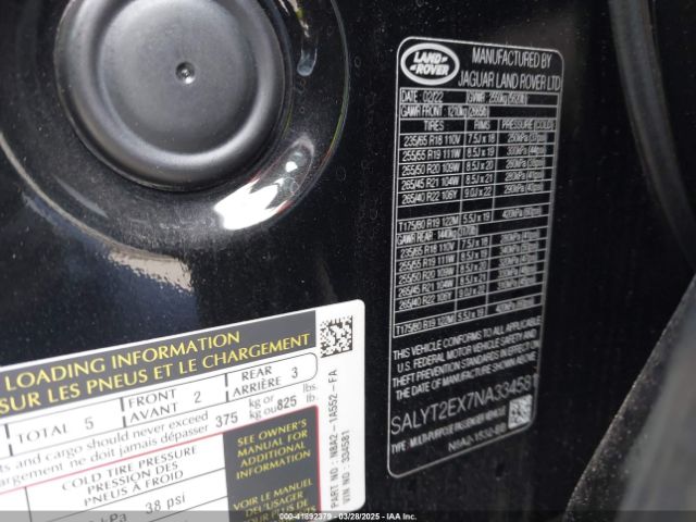 SALYT2EX7NA334581 Land Rover Range Rover Velar P250 R-dynamic S