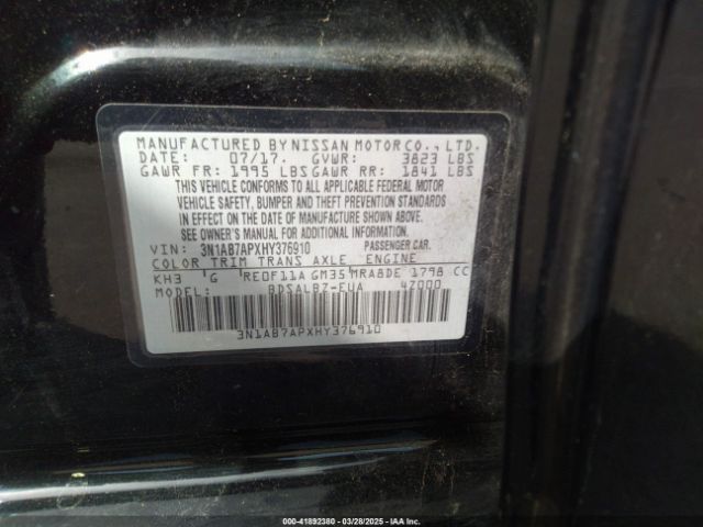 3N1AB7APXHY376910 Nissan SENTRA S
