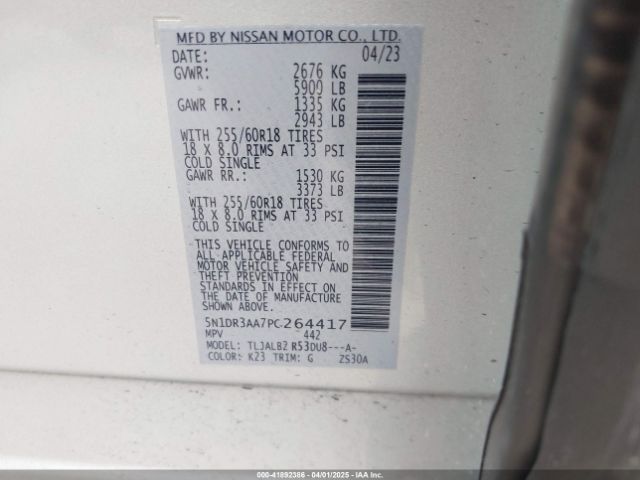 5N1DR3AA7PC264417 Nissan Pathfinder S Fwd