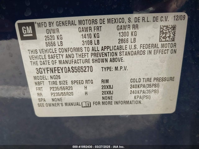 2010 CADILLAC SRX 3GYFNFEY0AS565270 Photo 8