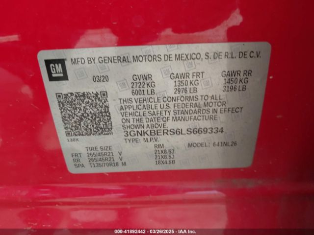 3GNKBERS6LS669334 Chevrolet Blazer Fwd Rs