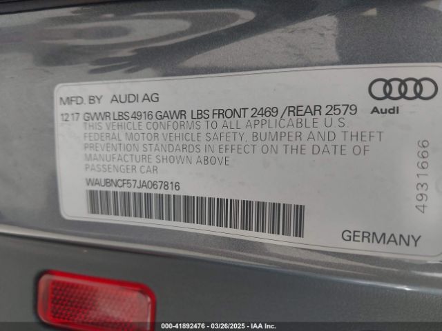 WAUBNCF57JA067816 Audi A5 2.0t Premium
