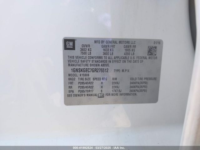 1GNSKGEC7GR276512 Chevrolet Suburban Ls