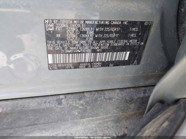 2021 TOYOTA RAV4 HYBRID 2T3RWRFV4MW110189 Photo 8
