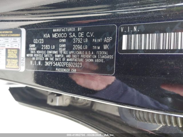 3KPF54AD2PE602923 KIA Forte Gt-line