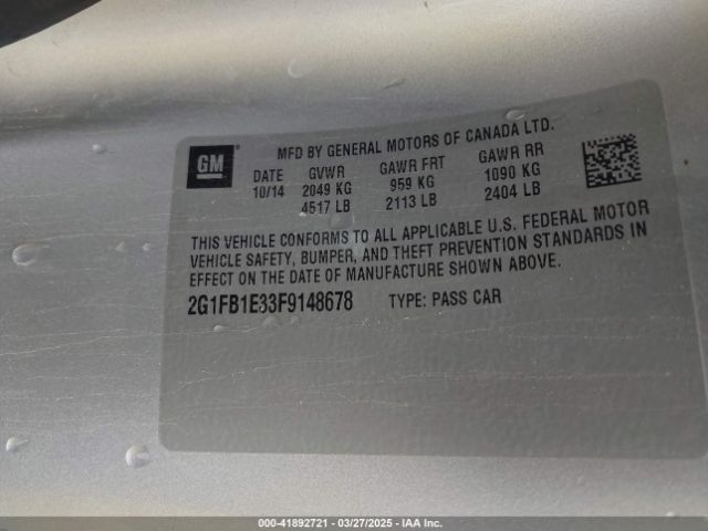 2G1FB1E33F9148678 Chevrolet Camaro 2ls