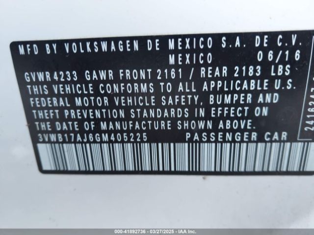 3VWB17AJ6GM405225 Volkswagen Jetta 1.8t Sport