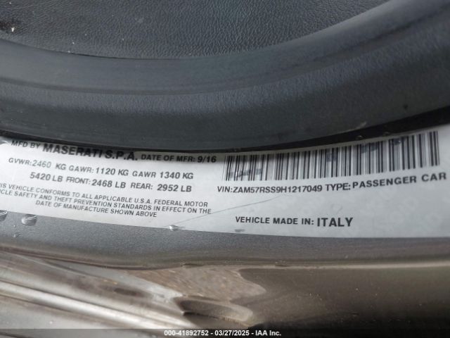 2017 MASERATI GHIBLI ZAM57RSS9H1217049 Photo 8