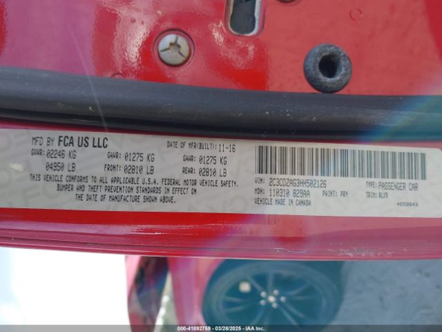 2C3CDZAG3HH502126 Dodge Challenger Sxt Plus