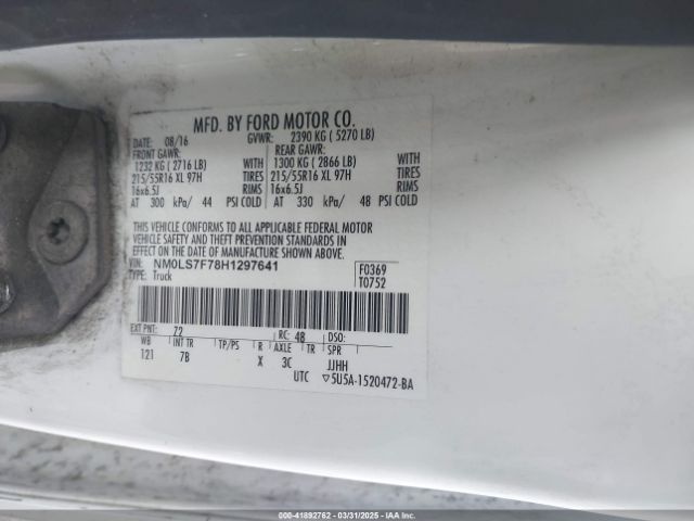 NM0LS7F78H1297641 Ford Transit Connect Xlt