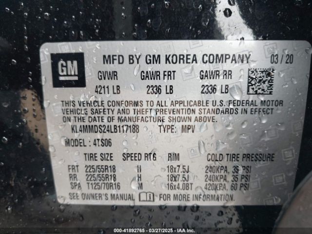 KL4MMDS24LB117188 Buick Encore Gx Fwd Select