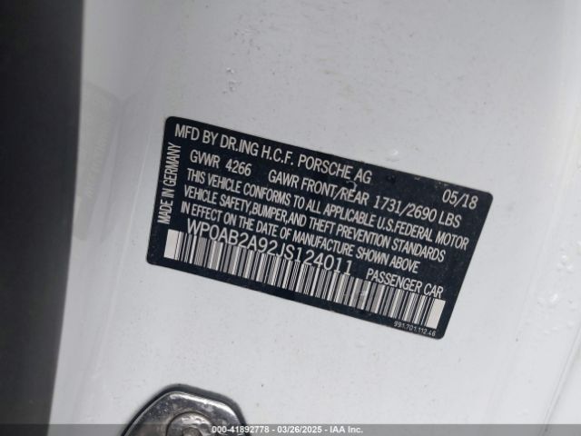 WP0AB2A92JS124011 Porsche 911 Carrera Gts